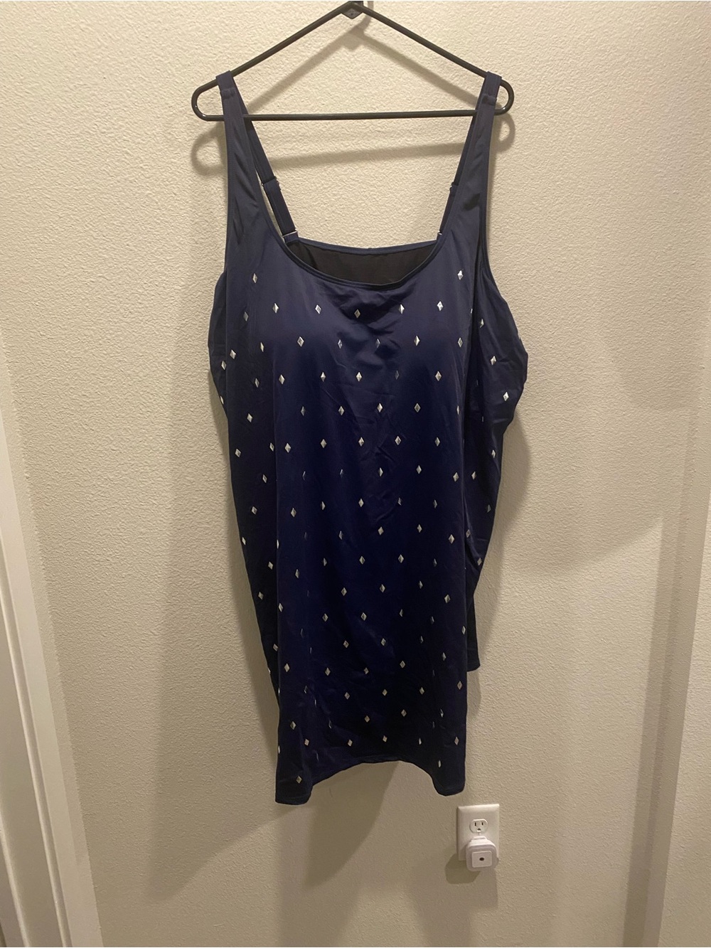 Swimsuits for All size 28  Navy blue w/ silver studs skirted swimsuit NEVER WORN